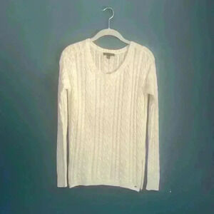 American Eagle outfitters cream knit crew‎ neck sweater women size small